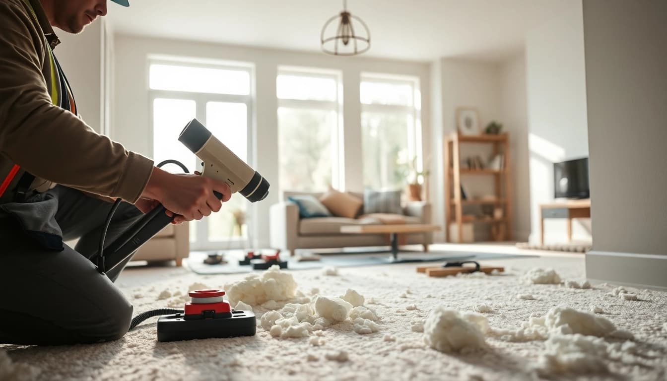 Expert spray foam removal East Sussex in a cozy home, showcasing professional techniques and tools.