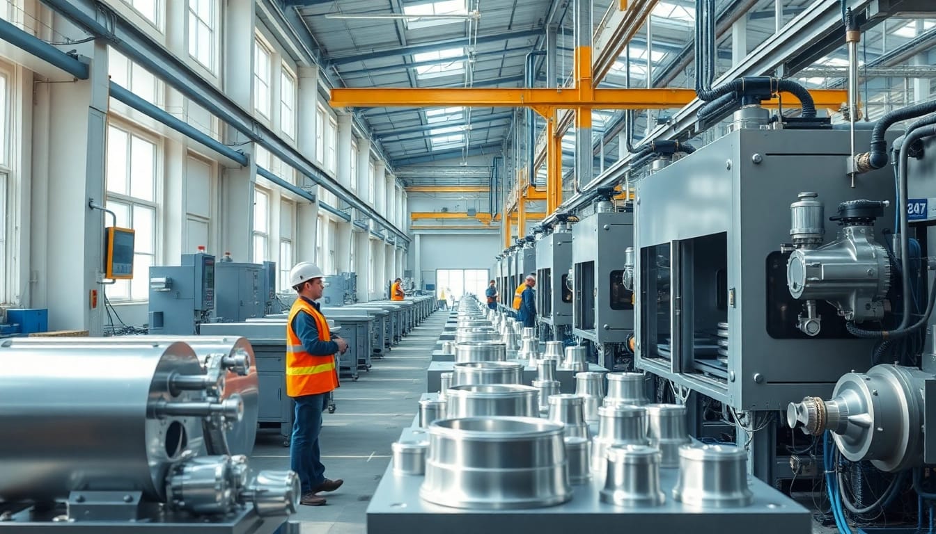 Aluminum die casting malaysia factory showcasing modern machinery and skilled workers in action.
