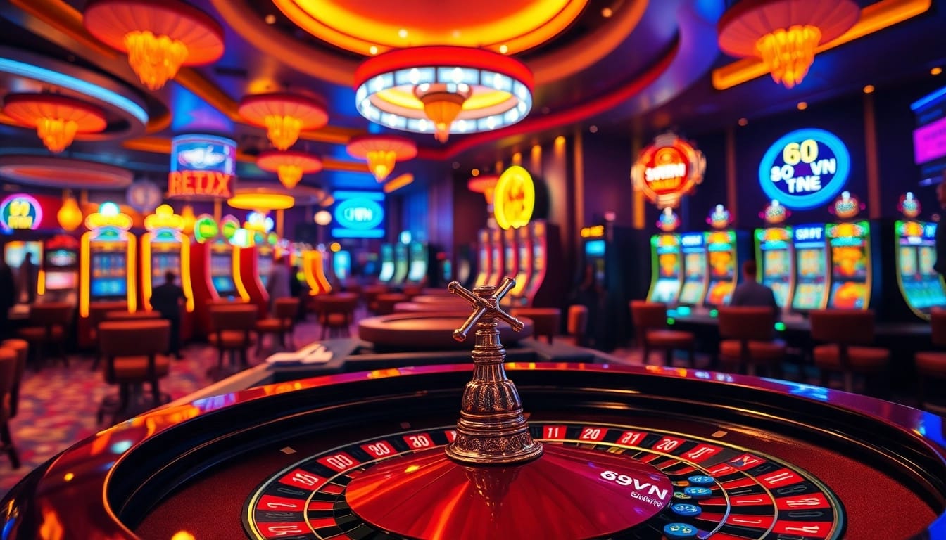 Experience the thrill of gambling at 69VN with vibrant casino tables and exciting gameplay.