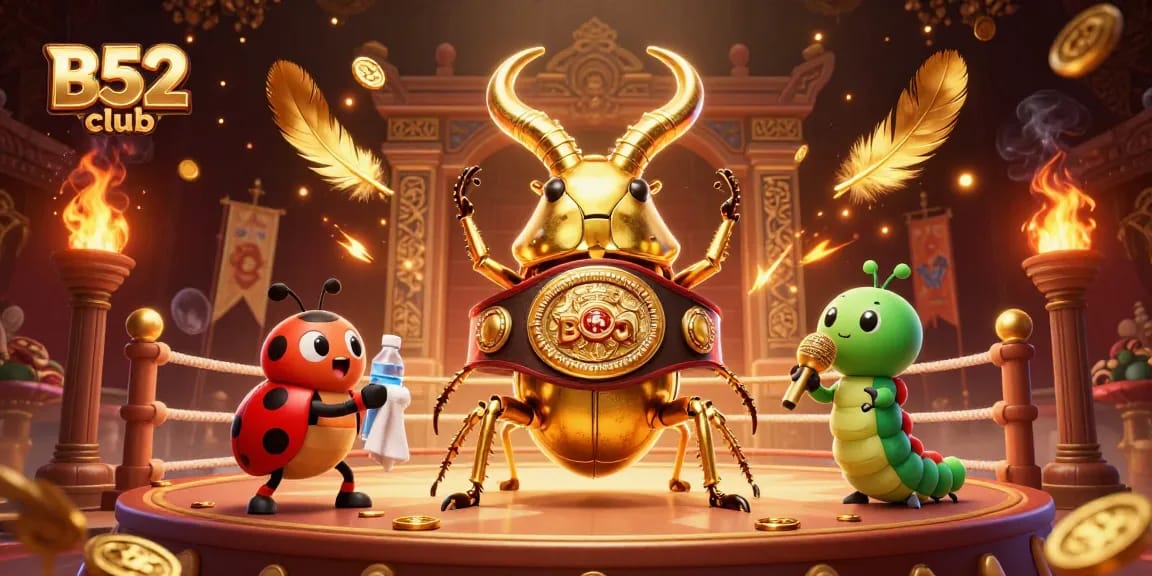 B52 club engagingly showcases vibrant casino excitement with a golden stag beetle champion in action.