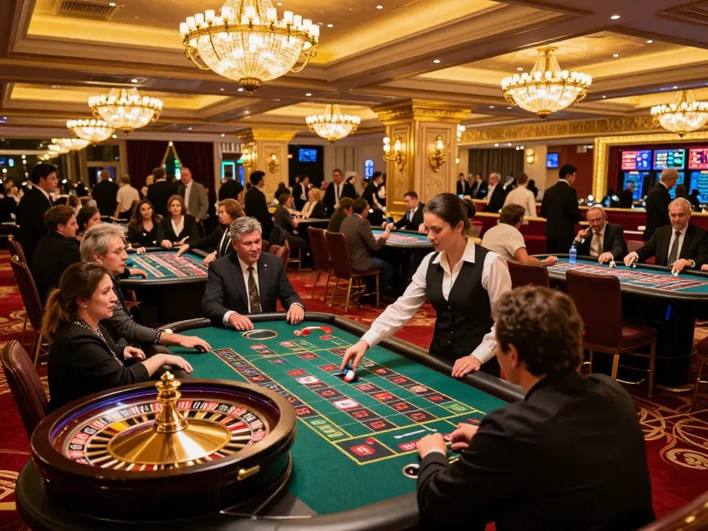 Engaged players watching roulette on trang chủ ko66, in an upscale casino atmosphere with dynamic action.