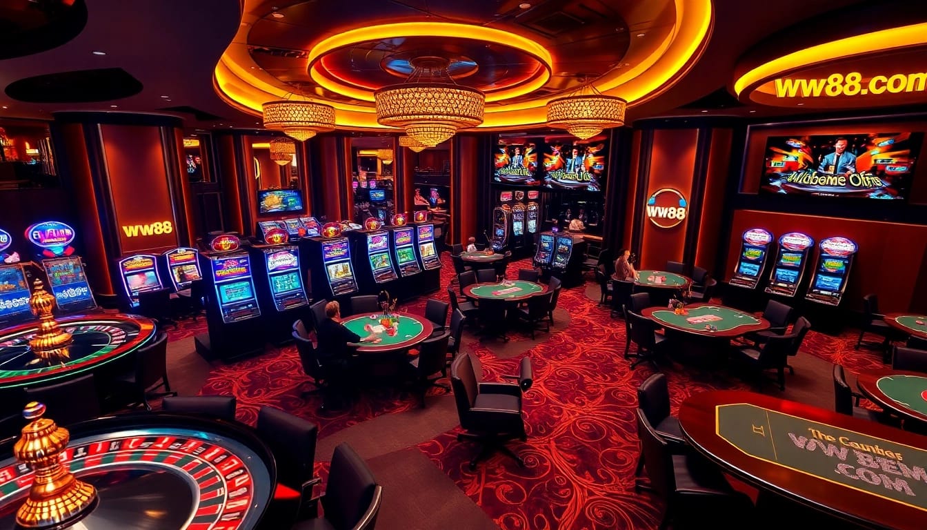 Engaged players enjoying diverse games at ww88 com casino, showcasing roulette, poker, and slots.