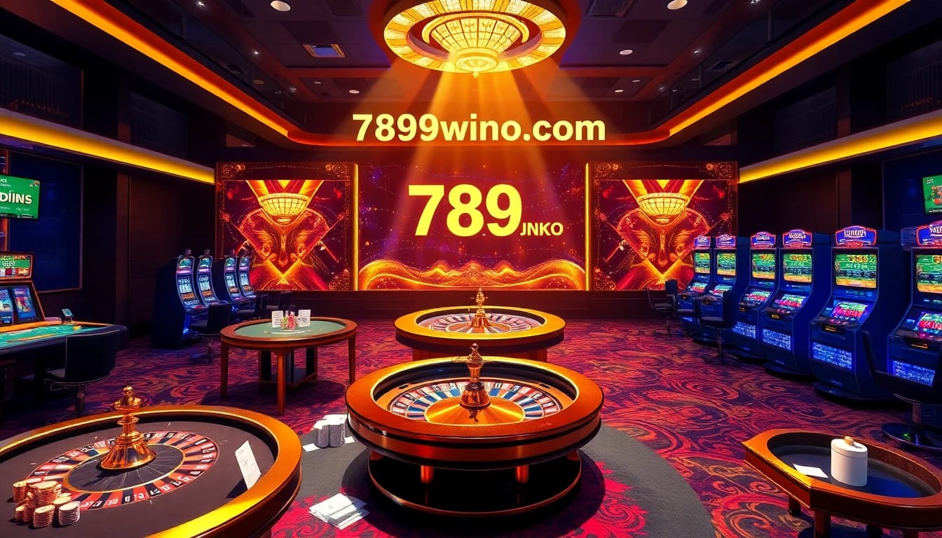 Exciting gambling scene showing players enjoying games at 789winco.com with colorful casino elements and vibrant atmosphere.