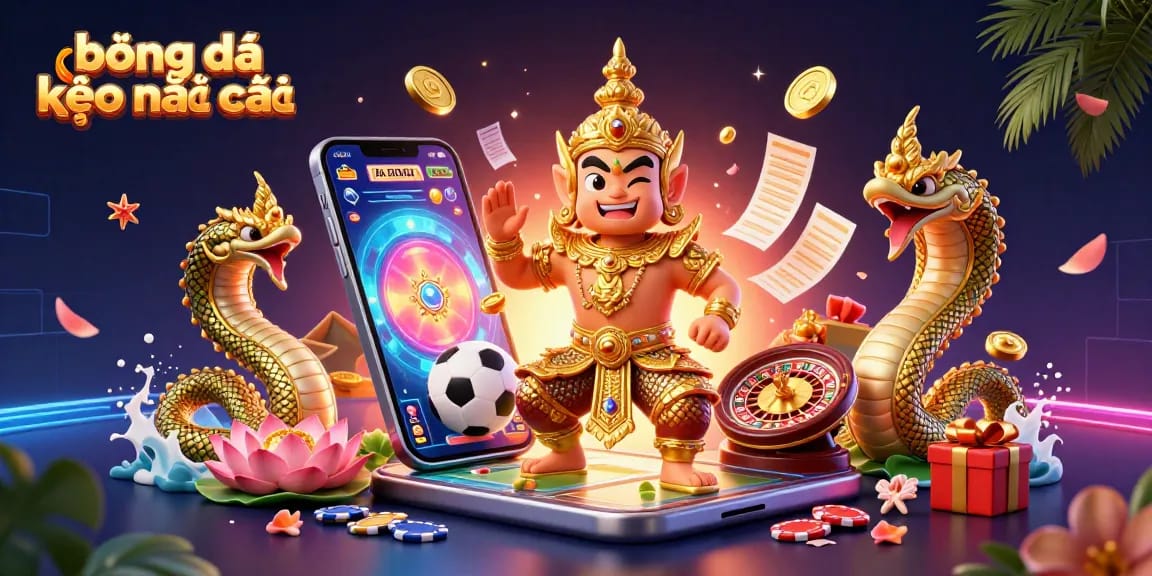 Place bets on bóng đá kèo nhà cái with dynamic sports betting elements in a vibrant scene.