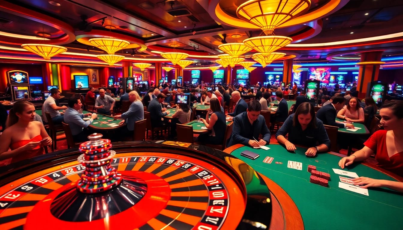 Players placing bets at a sbobet gambling table, capturing excitement at a lively casino.
