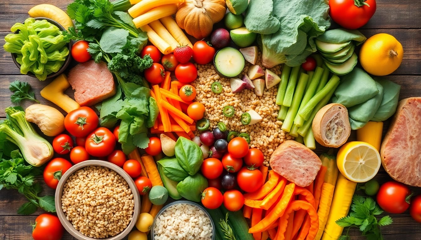 Discover vibrant, healthy food options arranged beautifully on a rustic table.