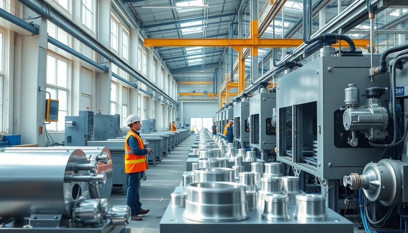 Aluminum die casting malaysia factory showcasing modern machinery and skilled workers in action.