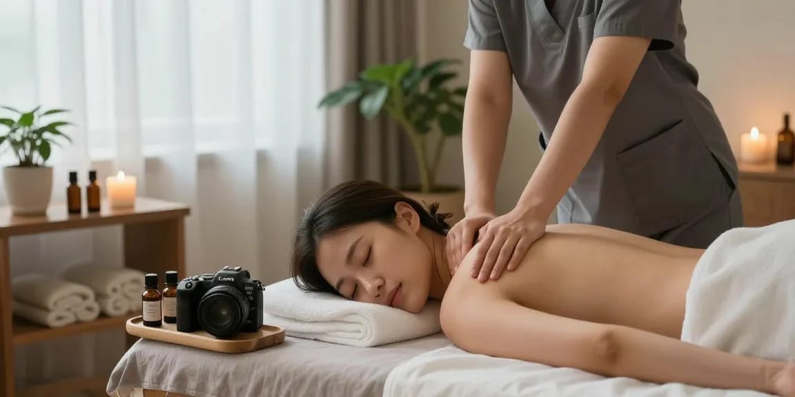 Experience professional 군포출장안마 in a serene home setting with soft lighting and calming ambiance.