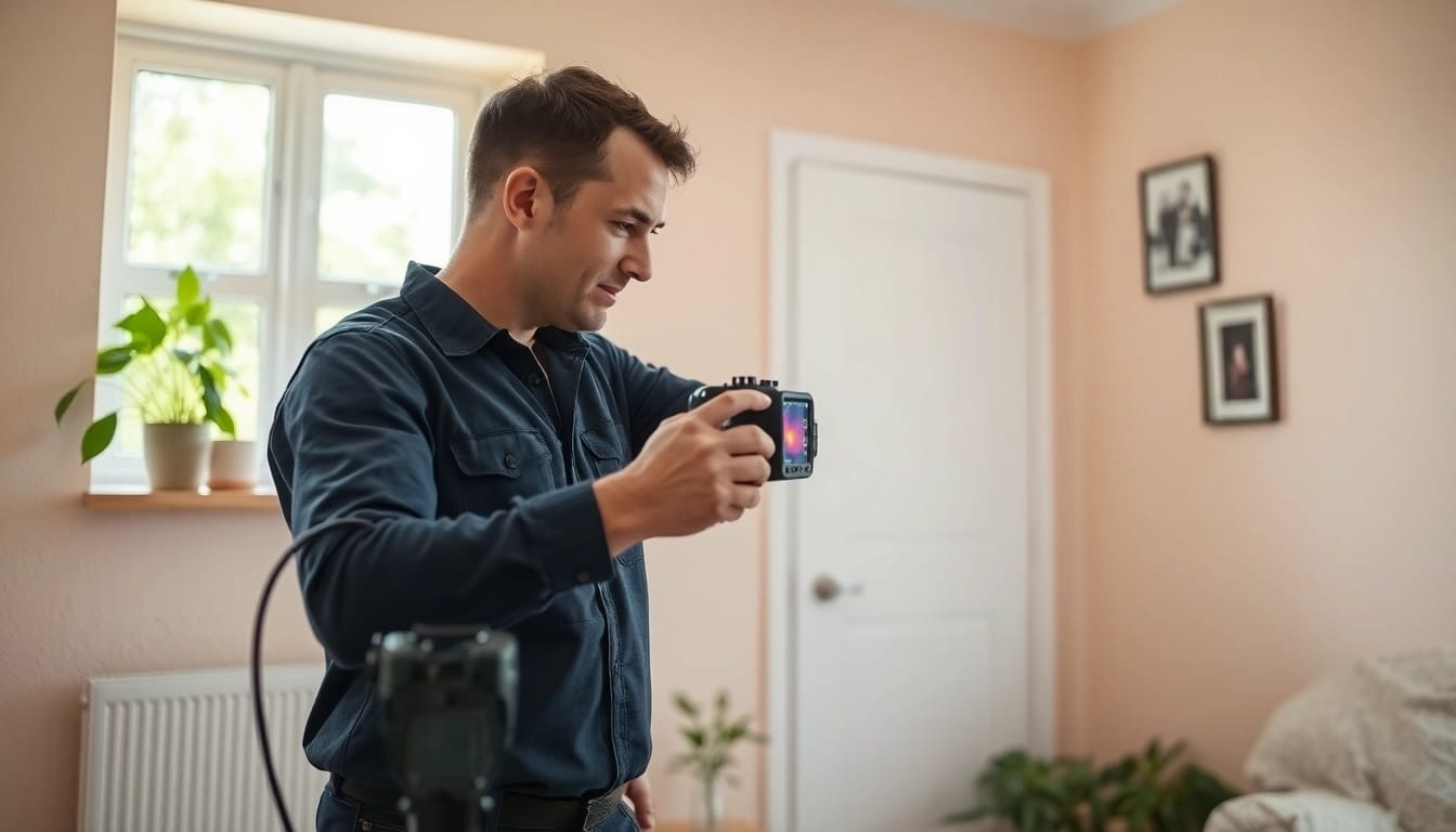 Expert technician providing leak detection Cornwall services with advanced technology.