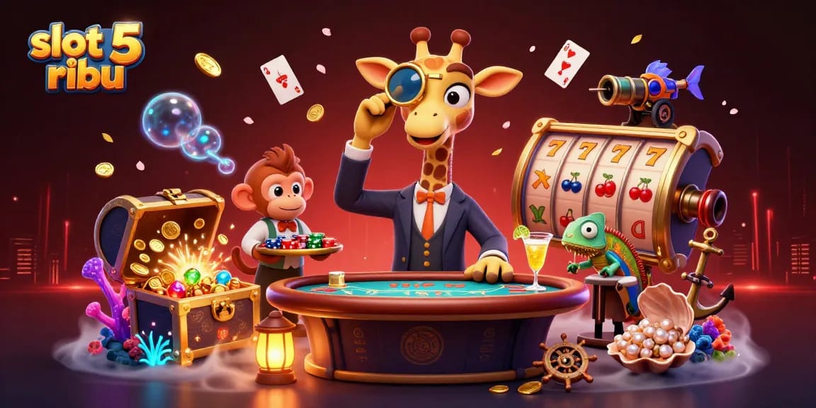 Experience the thrill of slot 5 ribu with colorful casino elements and lively characters.