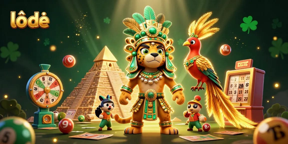 Experience thrilling lô đề gameplay with a vibrant scene featuring a Mayan priest and lottery elements.