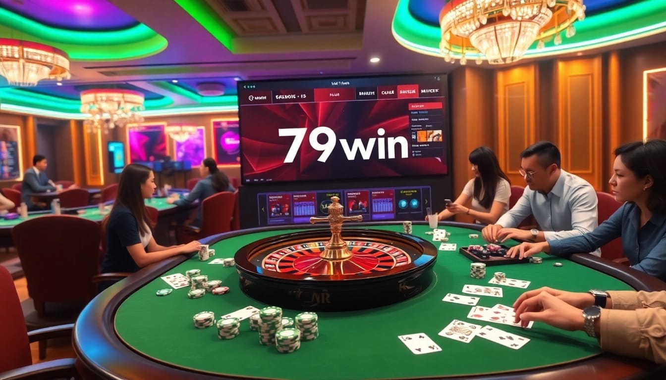 Exciting online casino atmosphere showcasing players engaging in games on the 79win bet platform with vibrant visuals.