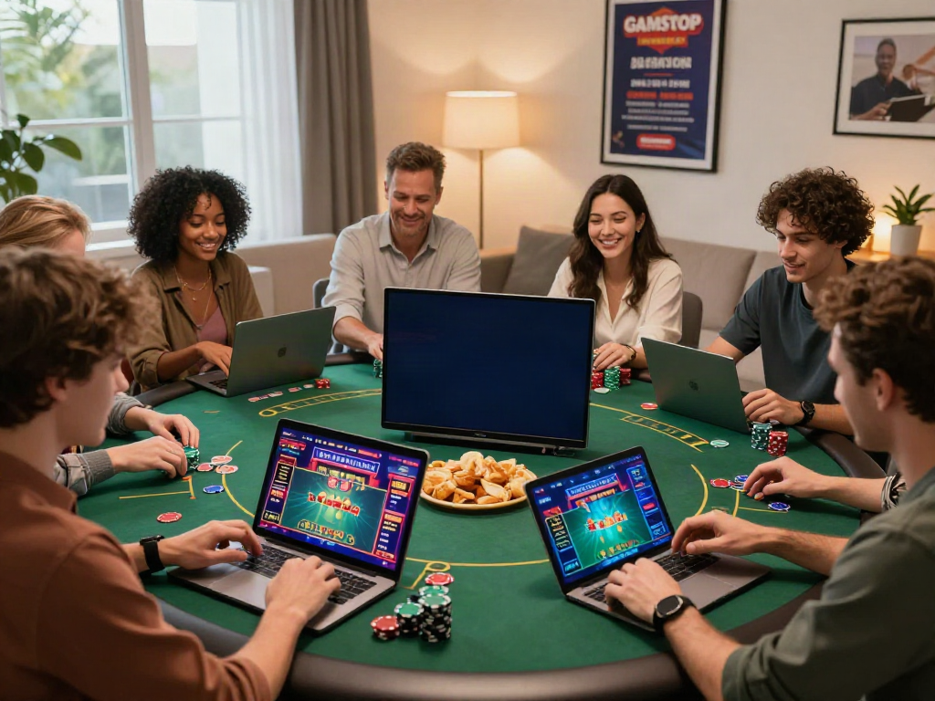 Players enjoying a vibrant online gaming experience at casino non gamstop, featuring diverse games and lively atmosphere.