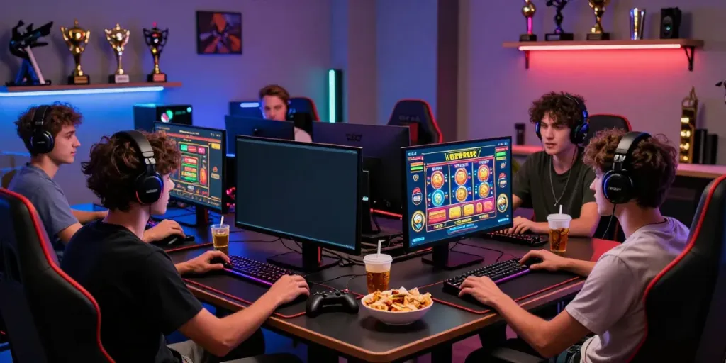 Group enjoying casino non GamStop online gaming experience with vibrant atmosphere