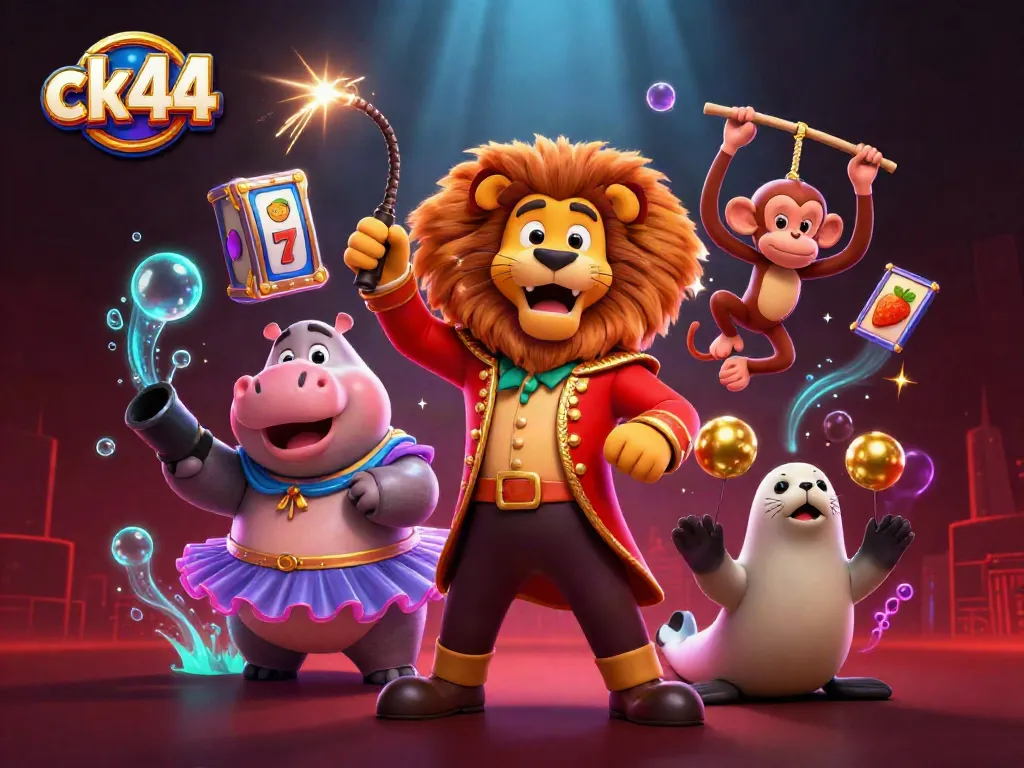 Engage with ck44's dynamic online casino experience featuring lively characters and iconic gaming elements.