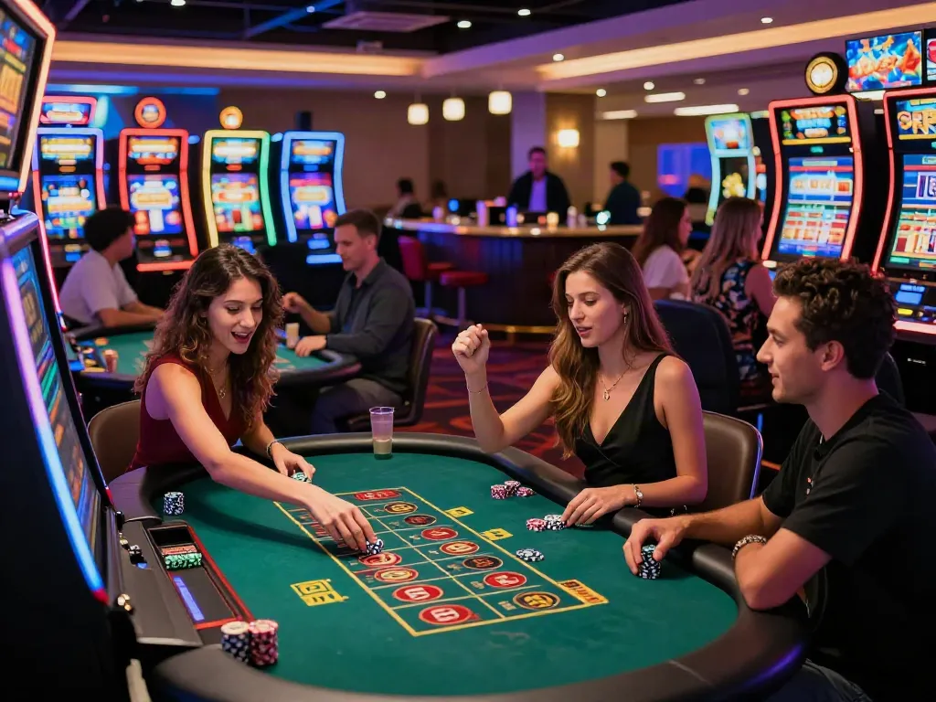 Engaged players at a non GamStop casino enjoying gaming activities