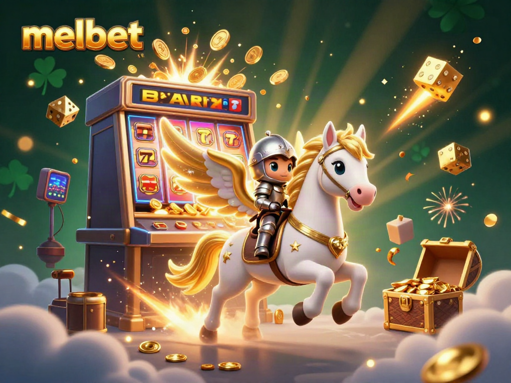Engage with melbet's thrilling gaming experience featuring a celestial horse and vibrant casino elements.