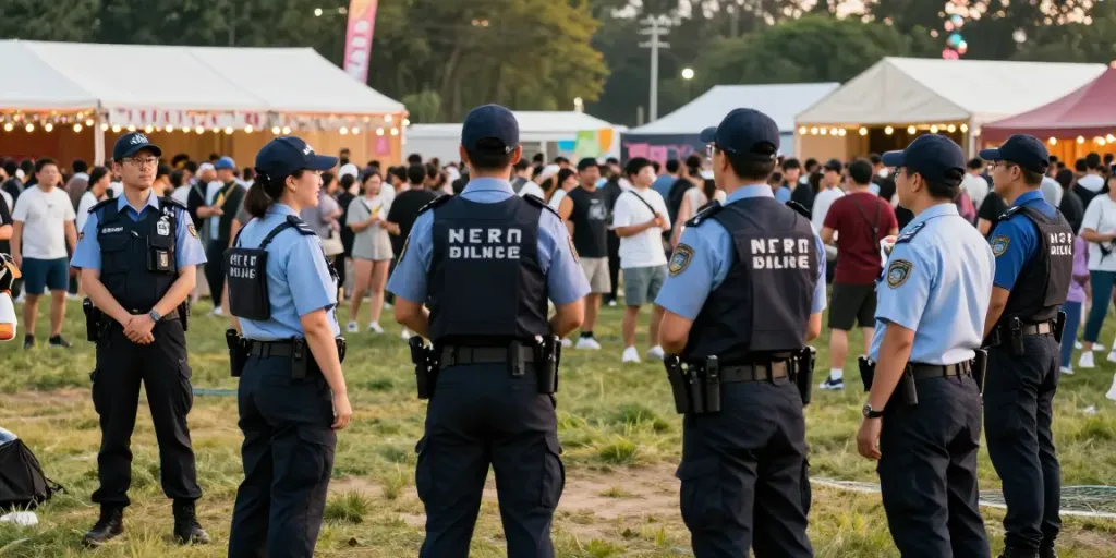Event Security services providing reliable safety at a local festival, ensuring community safety.