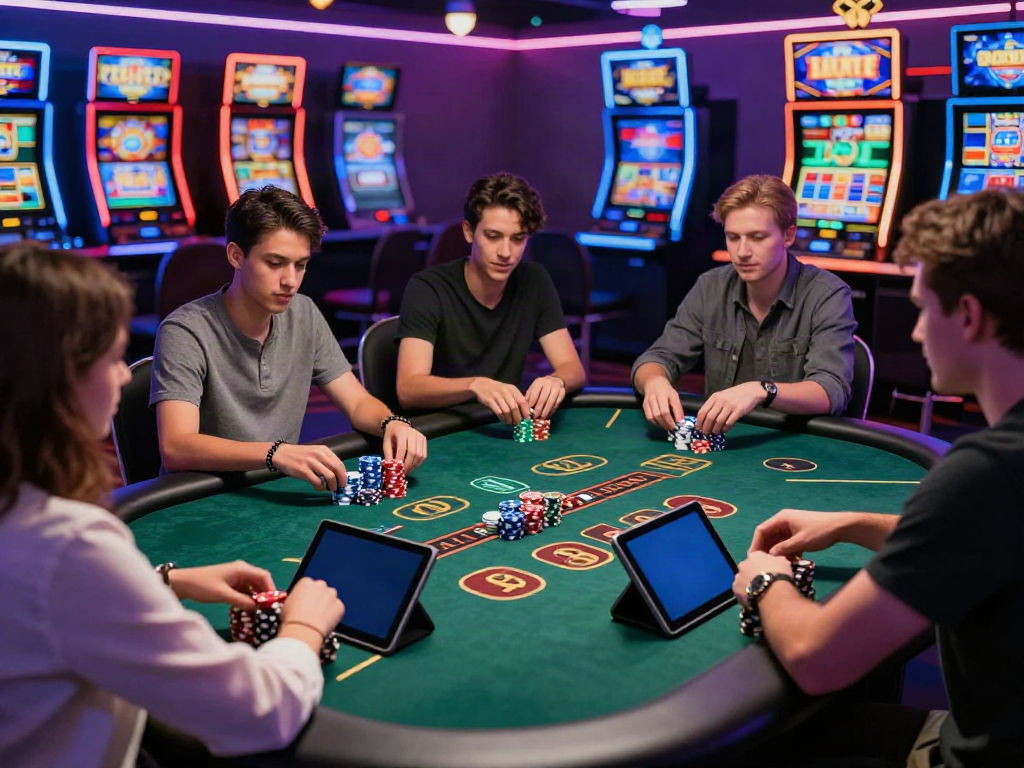 Casino non Gamstop players engaging in live dealer games within a vibrant digital casino environment.