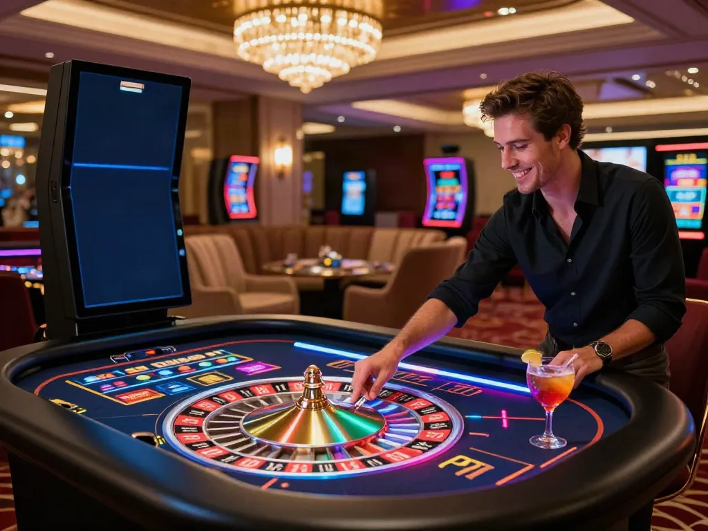 Exciting casino non gamstop gaming scene with a player at a roulette table