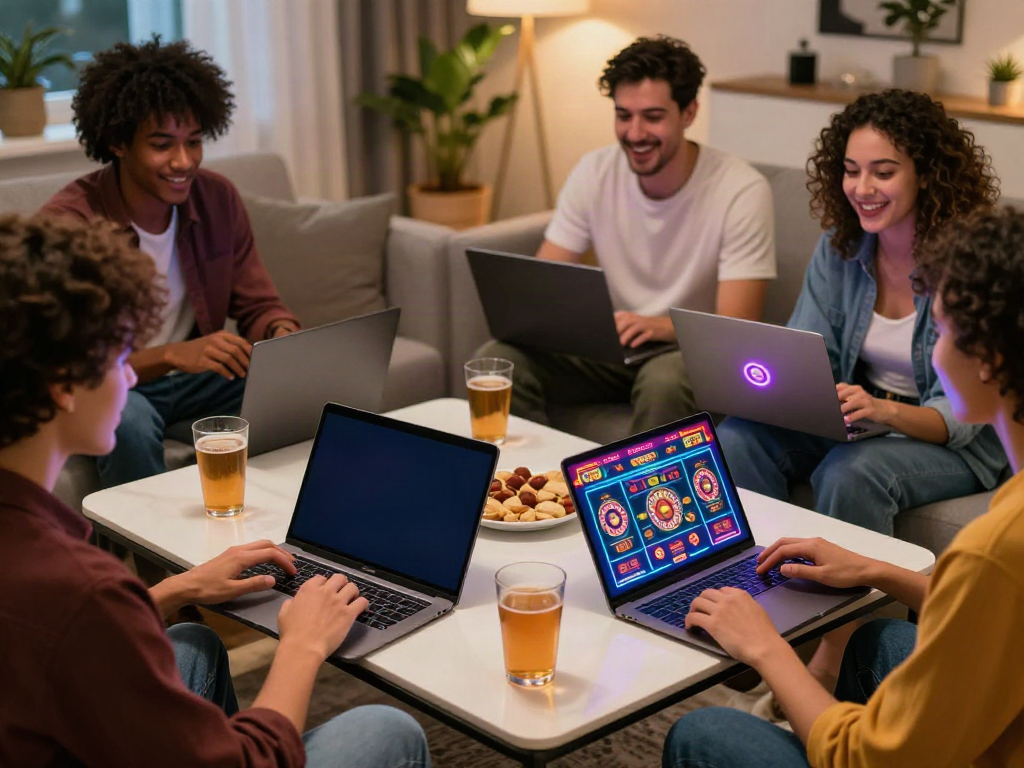 Casino non gamstop gaming night with friends at a vibrant home setup