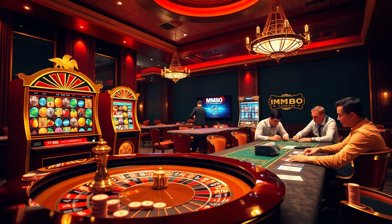 Players enjoying live games at the online casino https://mm88.in.net/ with vibrant roulette and slot machines.