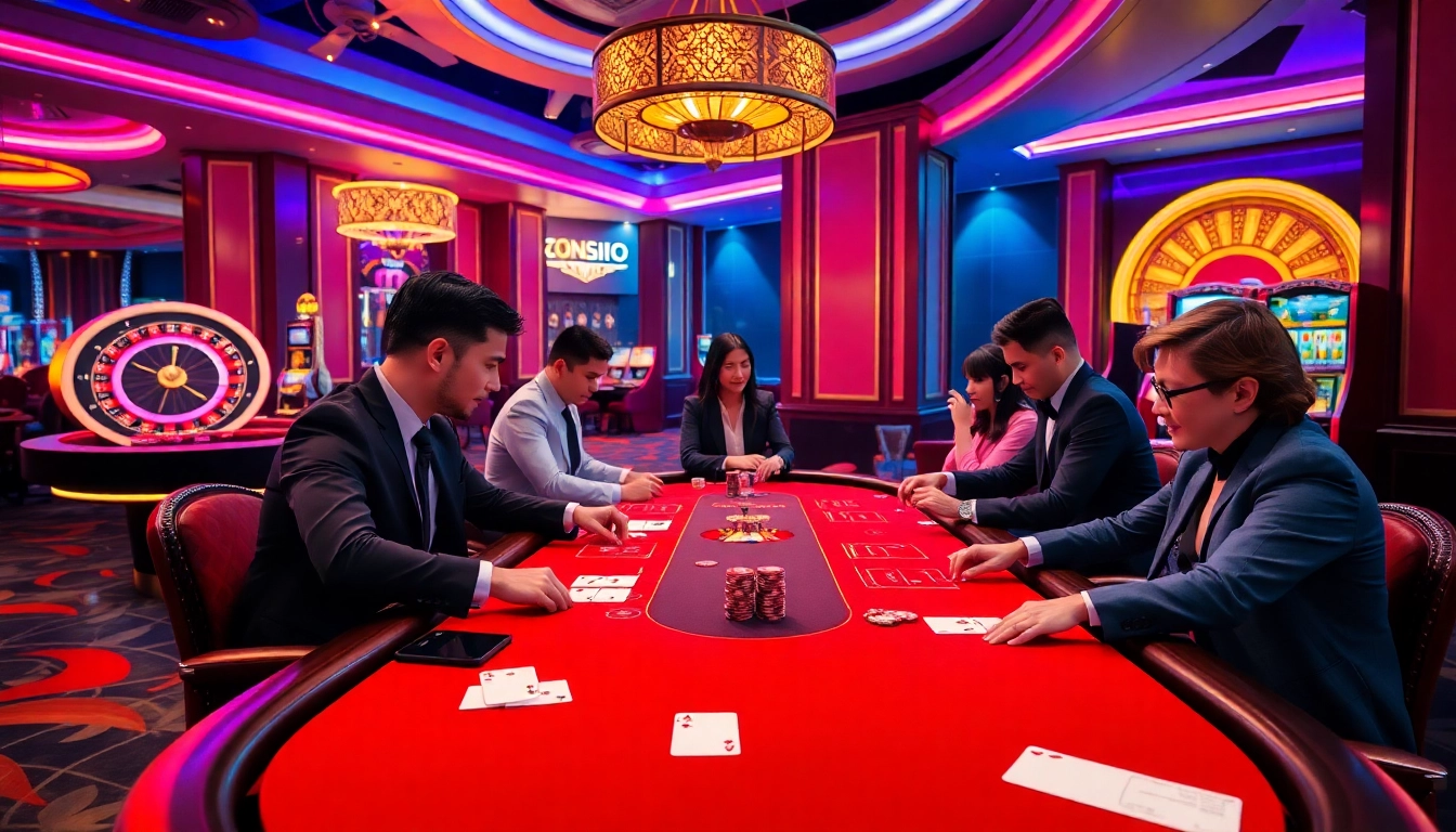 Engage in professional poker action at nhà cái 888b with vibrant chips and cards on an elegant table.