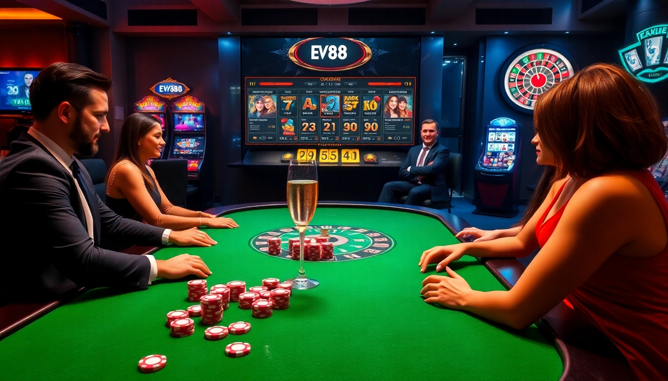 Interactive online casino gaming at https://ev882.sa.com/ with poker tables and vibrant chips.