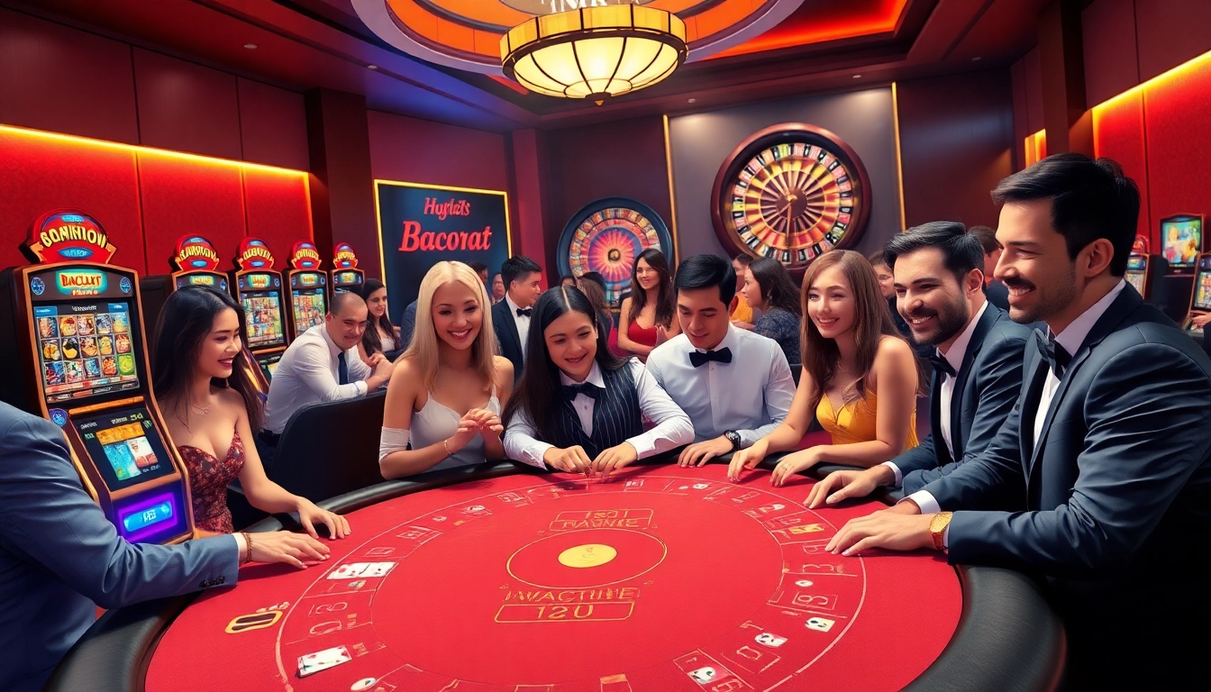 Experience the thrill of MM88 London with an exciting casino scene featuring vibrant slot machines and poker tables.