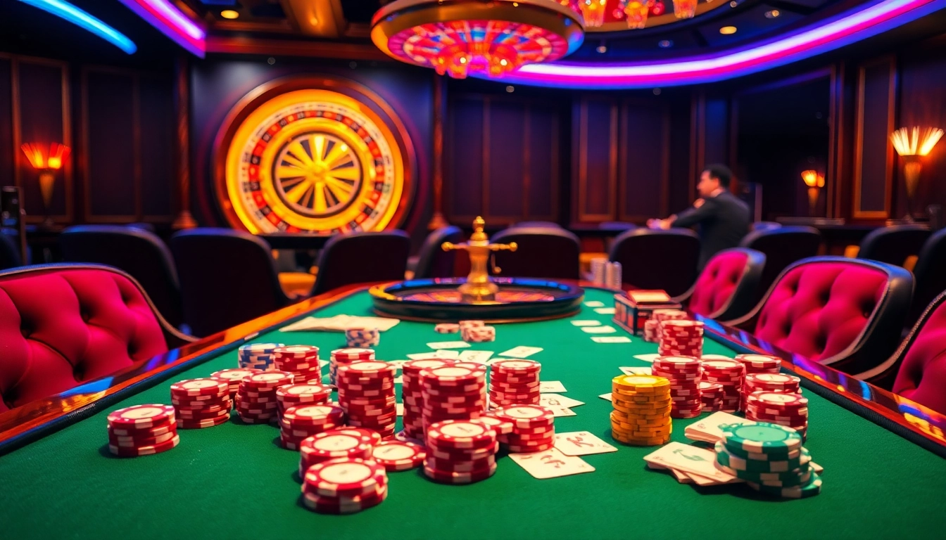Exciting poker action at 789win casino showcases vibrant chips and strategic card play.