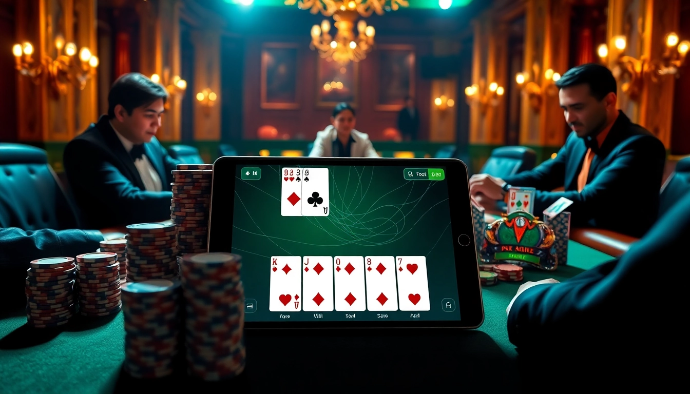 The app 98win showcases an engaging online poker game with players immersed in excitement.