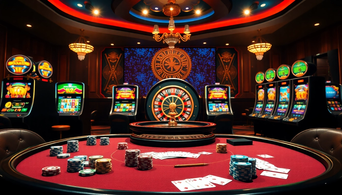 Tập đoàn truyền thông TPJ enhances the thrill of casino gaming with vibrant poker chips and a roulette wheel.