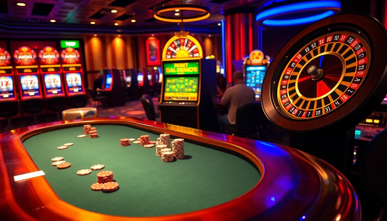 Engaged players enjoying a lavish casino scene focused on https://bl555.design/ with poker chips and roulette wheel.