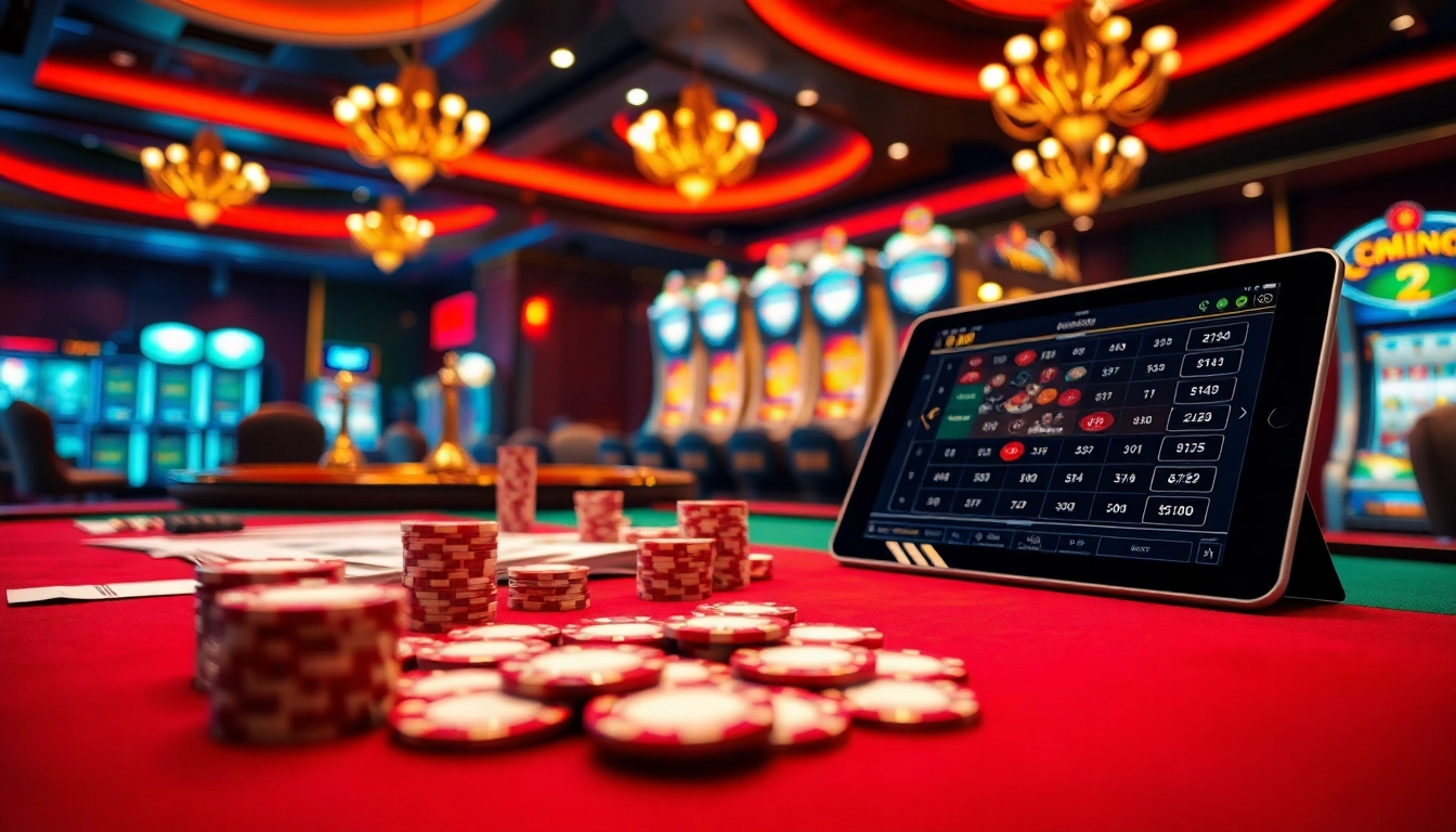 Experience thrilling casino action at fly88 with luxurious tables, roulette, and vibrant atmosphere.