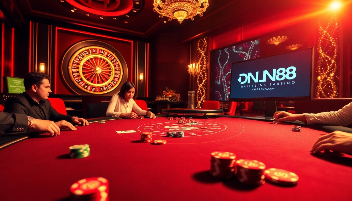Experience DN88 gaming excitement with luxurious poker chips and a roulette wheel.