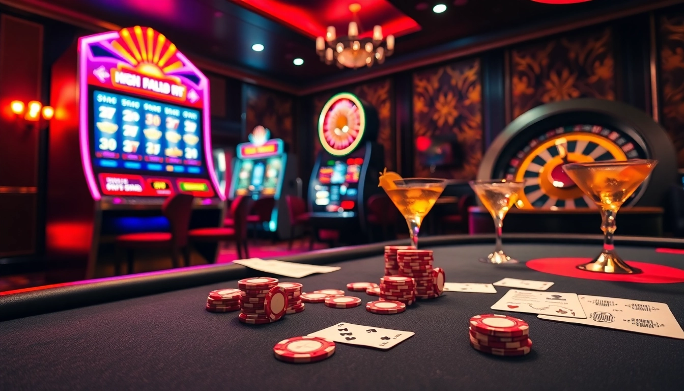 Experience excitement at Lc 88 with a vibrant casino scene showcasing poker and slots.