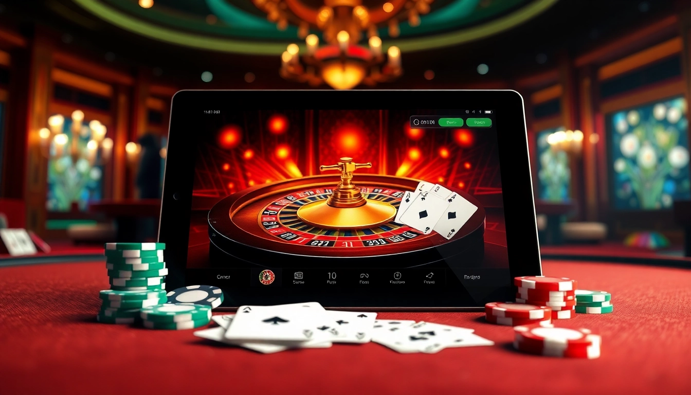 Experience excitement at https://go88.fast/ with vibrant casino visuals featuring poker chips and a roulette wheel.