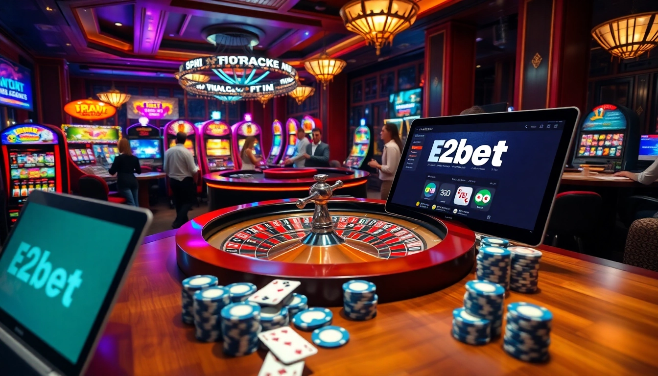 Experience the thrill of betting with link vào e2bet at a luxurious casino setup filled with games and excitement.