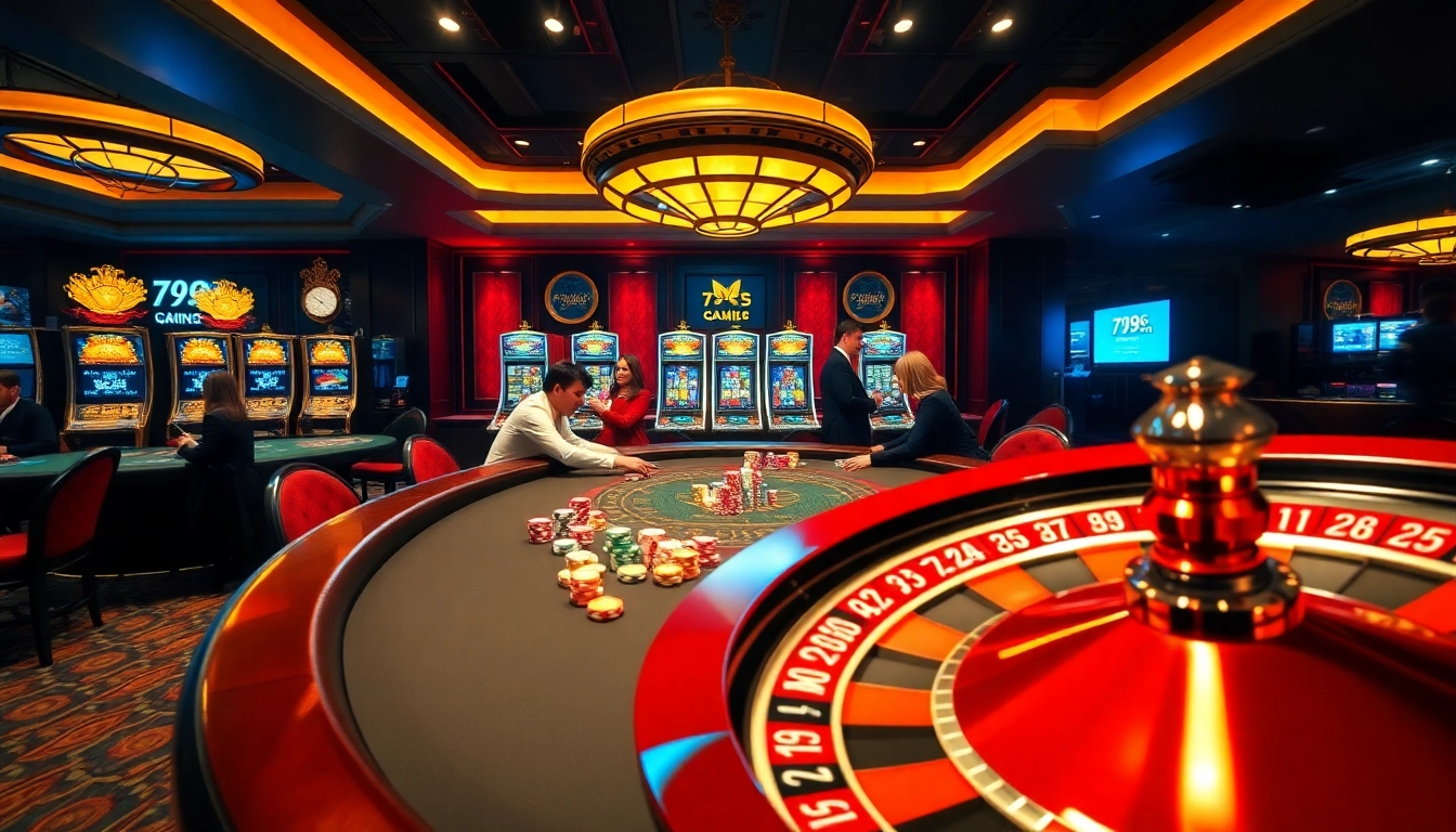 Engaging players at a 789club poker table in a luxurious casino atmosphere.