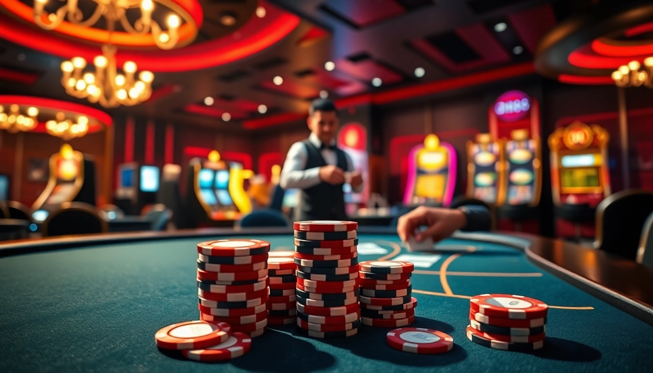 Experience thrilling moments at a luxurious casino with "dh88" poker chips at center stage.