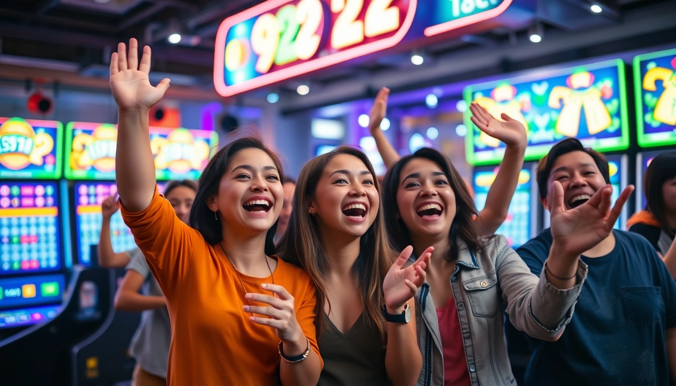 Excitement and joy in a diverse gaming space celebrating 92lottery.