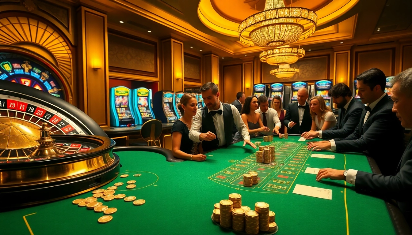 Excited players engaging in a thrilling poker game at an ALO 789 casino.