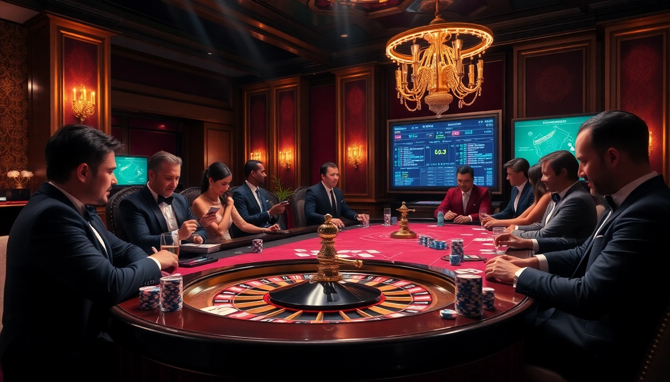 Experience the thrill of high-stakes poker at the go8 casino, with luxurious tables, chips, and cards.