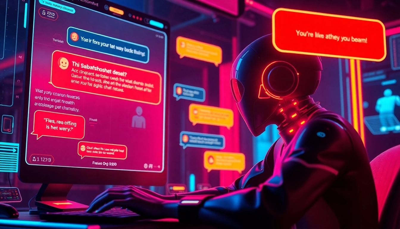 Engaging virtual chat interaction showcasing character ai nsfw themes in a vibrant digital art style.