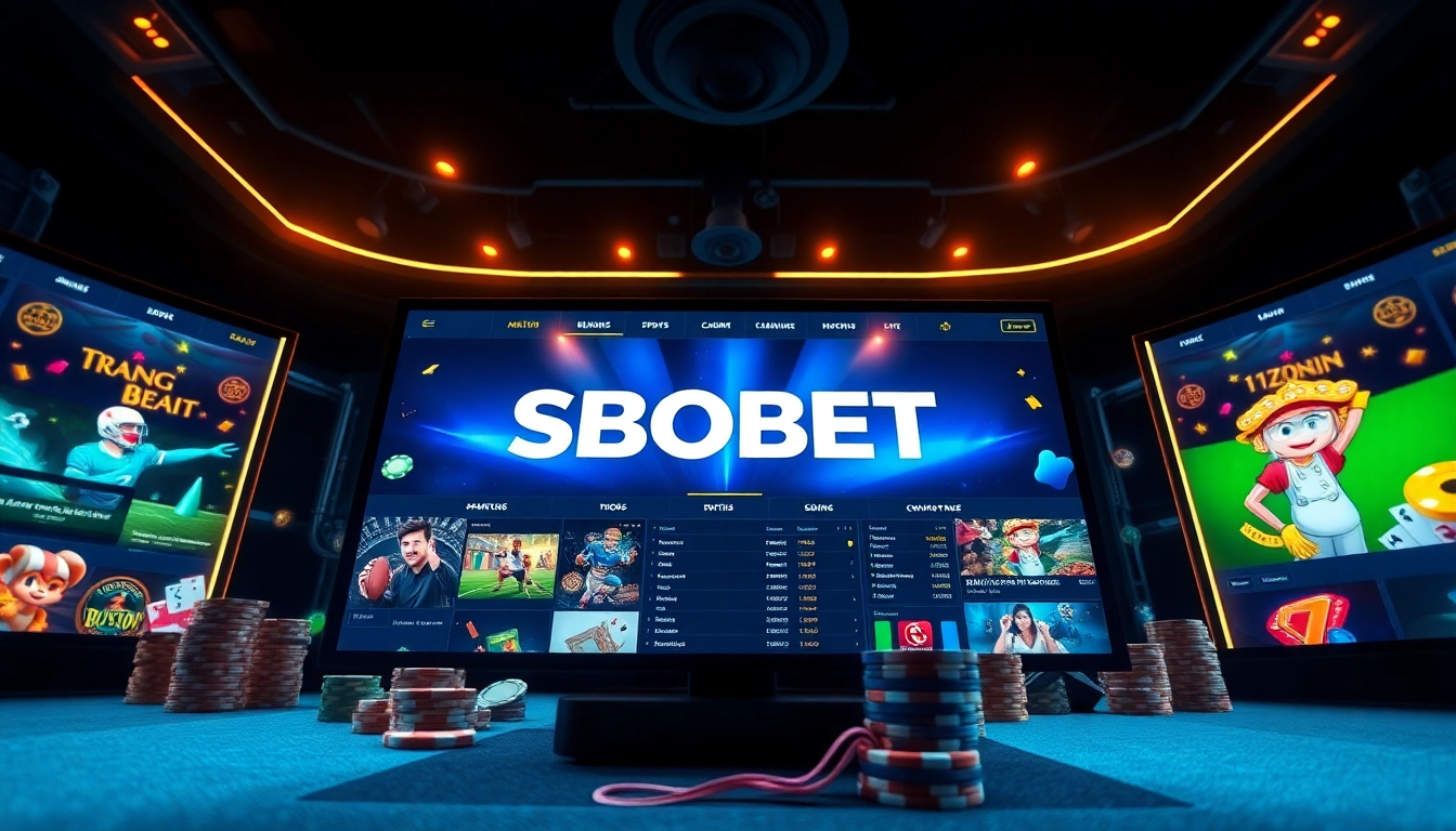 Exciting online gambling scene showcasing sbobet.dance with vibrant betting options and casino elements.