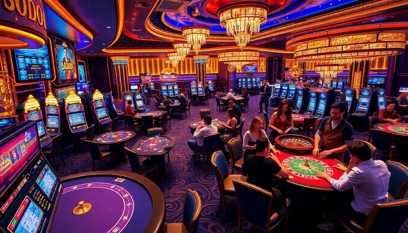 SODO casino scene with exciting games, dynamic players, and thrilling atmosphere.