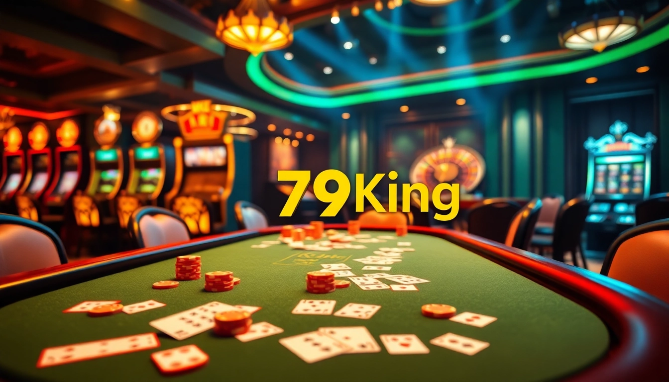 Experience the excitement of gambling at 79King with high-stakes poker gameplay and vibrant casino elements.