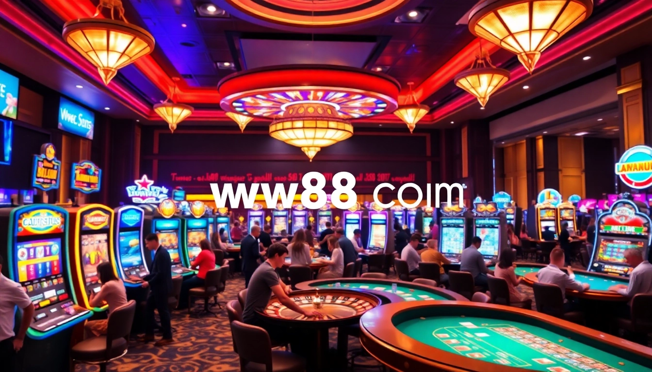 Experience the excitement of gaming at ww88 com with lively casino tables and vibrant slot machines.