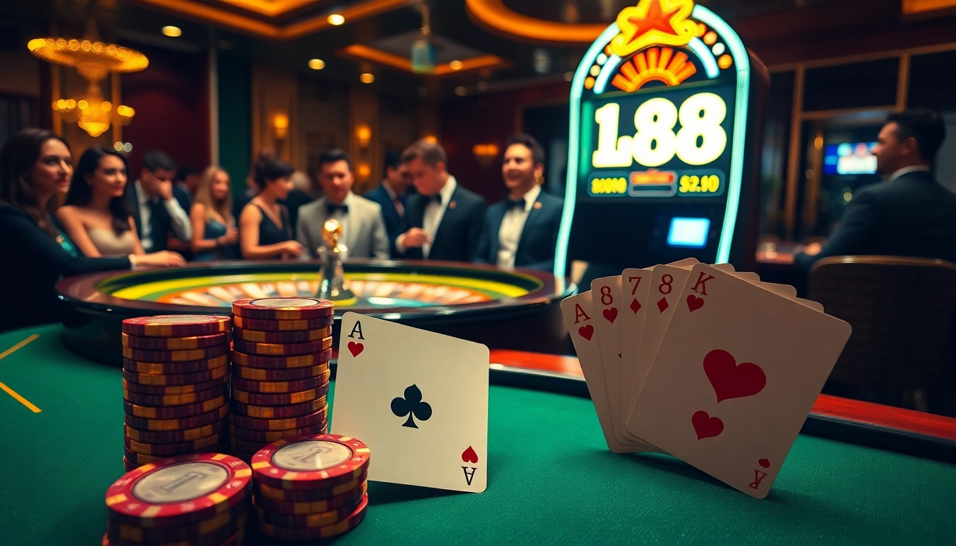 Experience the thrill of lc88 at a glamorous casino with roulette and poker games.