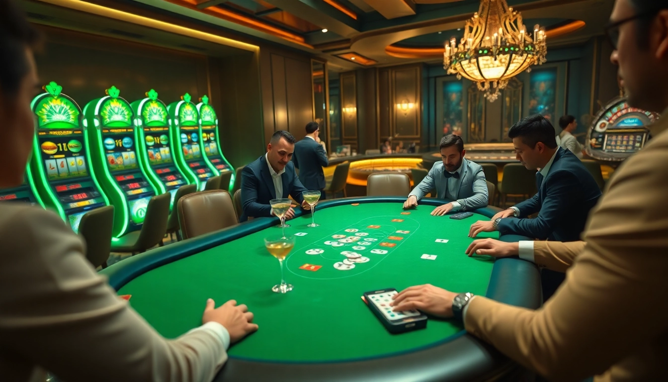 Players engaged in a thrilling poker game at https://s8mode.com/, showcasing luxury and excitement.
